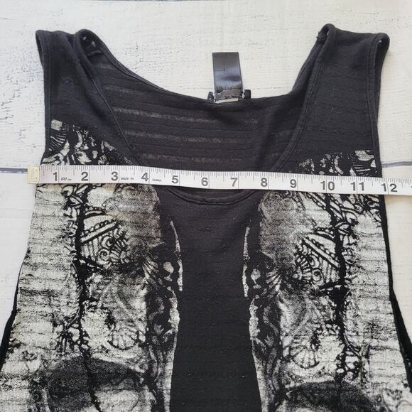 Hot Topic Size EST M Skeleton Skull Open Side Sleeveless Sheer Tank Goth Punk - Picture 6 of 9